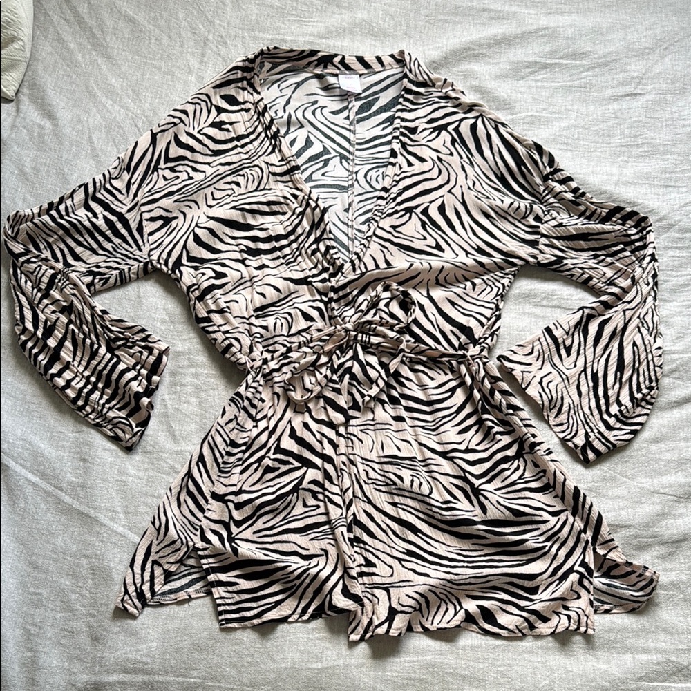 Zebra Print Wrap Blouse
